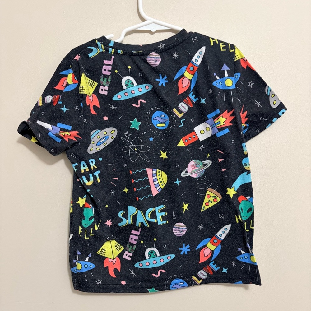 SHEIN Black Space-Themed Kids T-Shirt Size 7Y - Picture 5 of 5